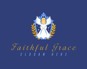 Religious Angel Shield logo design