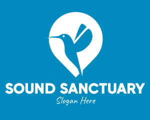 Blue Hummingbird Location Pin Logo