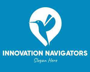 Blue Hummingbird Location Pin logo design