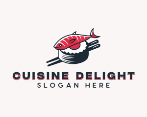 Fish Sushi Dining logo design