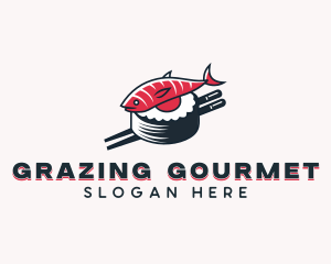 Fish Sushi Dining logo design