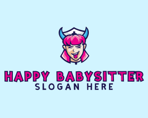 Crazy Nurse Woman logo design