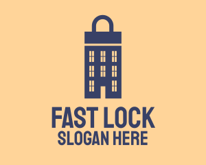 Blue Apartment Lock logo design