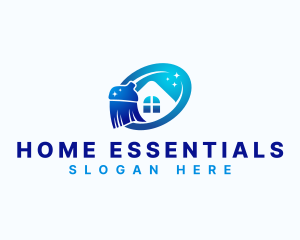 Broom Cleaning House logo design