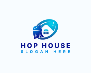 Broom Cleaning House logo design