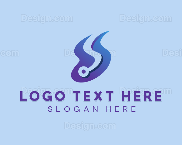 Blue Technology Letter S Flow Logo