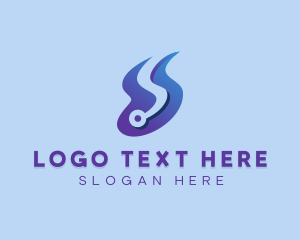 Blue Technology Letter S Flow  Logo