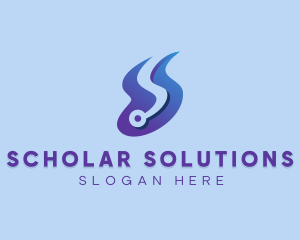 Blue Technology Letter S Flow  logo design