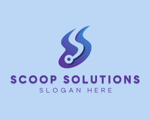 Blue Technology Letter S Flow  logo design