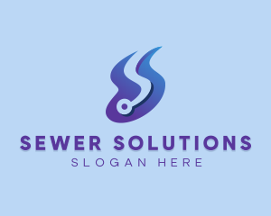 Blue Technology Letter S Flow  logo design