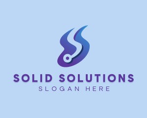 Blue Technology Letter S Flow  logo design