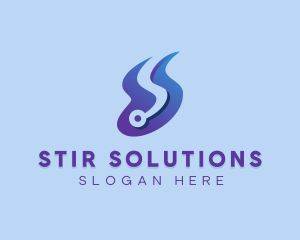 Blue Technology Letter S Flow  logo design