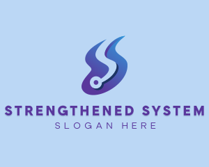 Blue Technology Letter S Flow  logo design