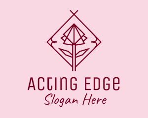 Maroon Geometric Rose  logo design