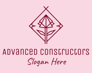 Maroon Geometric Rose  logo design