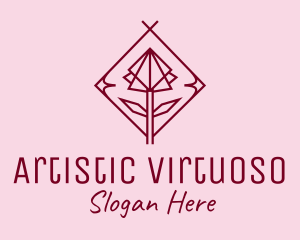 Maroon Geometric Rose  logo design