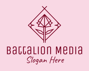 Maroon Geometric Rose  logo design