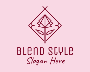 Maroon Geometric Rose  logo design