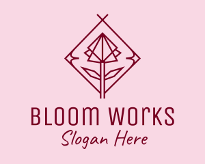 Maroon Geometric Rose  logo design