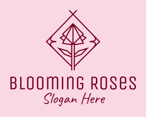 Maroon Geometric Rose  logo design