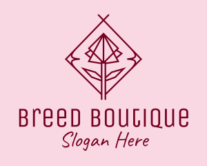 Maroon Geometric Rose  logo design