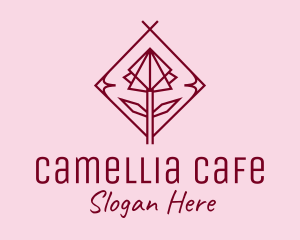 Maroon Geometric Rose  logo design