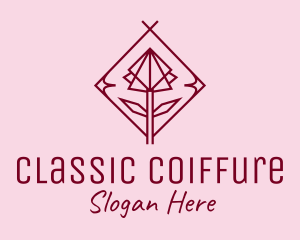 Maroon Geometric Rose  logo design