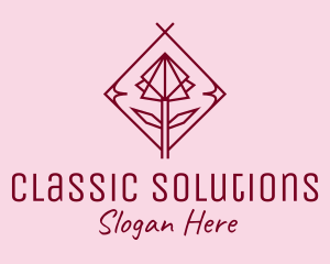 Maroon Geometric Rose  logo design