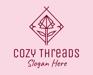 Maroon Geometric Rose  logo design