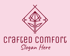 Maroon Geometric Rose  logo design