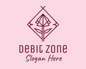 Maroon Geometric Rose  logo design