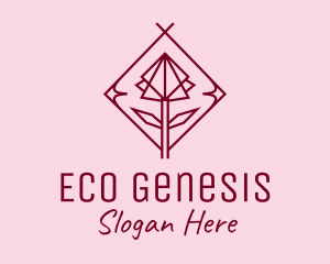 Maroon Geometric Rose  logo design