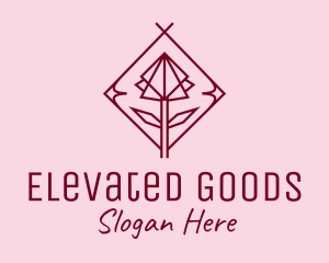 Maroon Geometric Rose  logo design