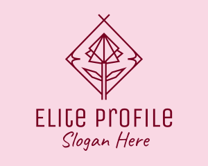 Maroon Geometric Rose  logo design