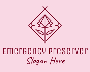 Maroon Geometric Rose  logo design