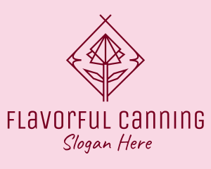 Maroon Geometric Rose  logo design