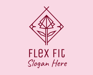 Maroon Geometric Rose  logo design