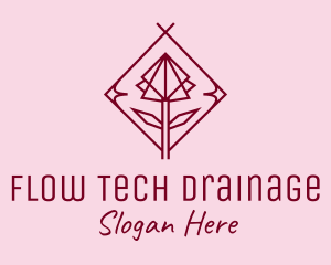 Maroon Geometric Rose  logo design