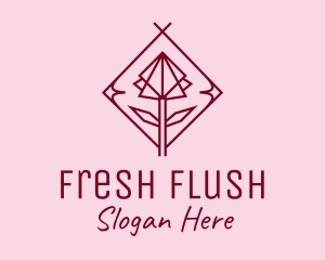 Maroon Geometric Rose  logo design