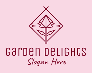 Maroon Geometric Rose  logo design