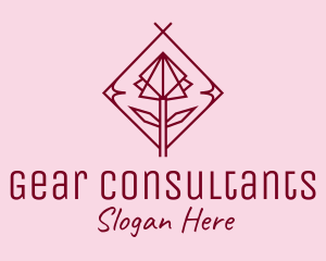 Maroon Geometric Rose  logo design