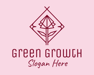 Maroon Geometric Rose  logo design