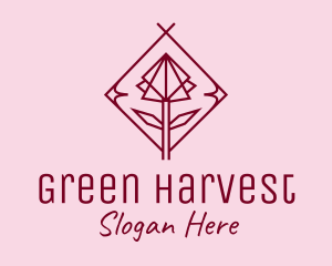 Maroon Geometric Rose  logo design