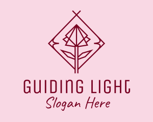 Maroon Geometric Rose  logo design