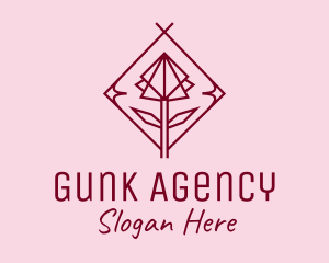 Maroon Geometric Rose  logo design