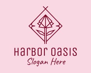 Maroon Geometric Rose  logo design