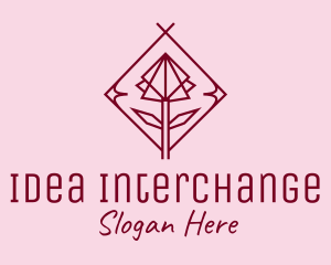 Maroon Geometric Rose  logo design