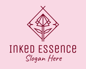 Maroon Geometric Rose  logo design