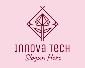 Maroon Geometric Rose  logo design