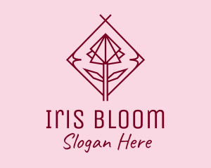 Maroon Geometric Rose  logo design